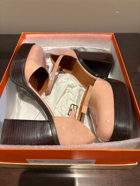 Castaner Nude Patent Mary Jane Block Heels